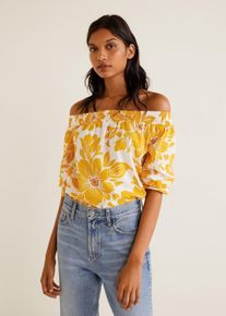 Mango, Damen Bluse 'Capri-H', Gelb / Wei&szlig;