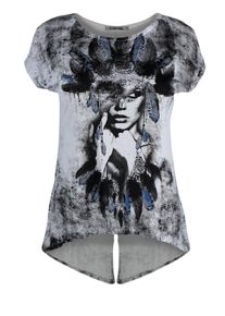 Trueprodigy, Damen T-Shirt 'Mary', Himmelblau / Schwarz / Wei&szlig;