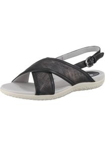 Geox, Damen Komfort-Sandalen, Silbergrau / Schwarz