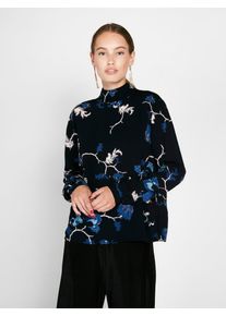 Pieces, Damen Bluse, Blaumeliert / Weiß