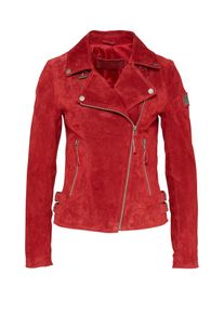 Freaky Nation, Damen Lederjacke im Bikerstil 'Taxi Driver', Blutrot