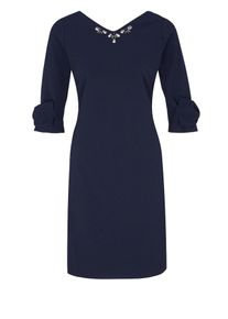 s.Oliver BLACK LABEL, Damen Kleid mit Schleifen-Details, Navy