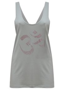 YOGISTAR.COM, Damen Tank-top 'om', Grau / Pastellpink
