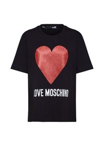 Love Moschino, Damen Shirt 'MAGLIETTA M/C ST.CUORE', Rot / Schwarz