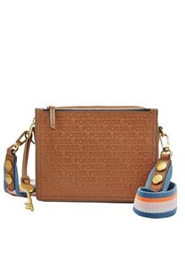 Fossil, Damen Umhängetasche 'Campbell', Rauchblau / Cognac / Orange / Rosa / Weiß
