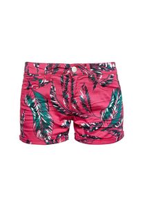 Q/S Designed By, Damen Catie Slim: Shorts aus Twill, Smaragd / Pink / Schwarz
