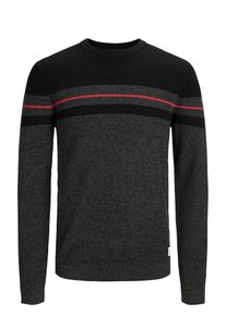 Jack & Jones JACK & JONES, Herren Strickpullover, Rot / Schwarz / Schwarzmeliert