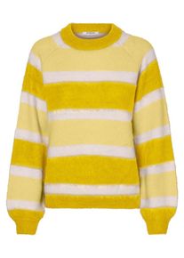 Pieces, Damen Pullover 'Bippa', Gelb / Dunkelgelb / Weiß