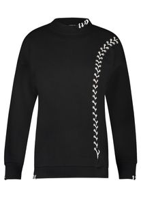 Supermom, Damen Pullover 'Lace-up', Schwarz