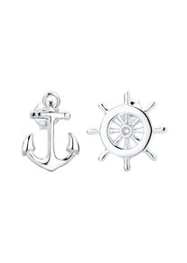 Elli, Damen Ohrringe 'Anker & Steuerrad', Silber