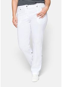 Große Größen Gerade Cargo-Hose mit krempelbaren Beinen Gr. 80 weiß von sheego für Damen