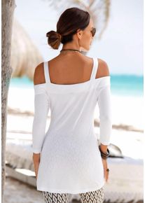 Große Größen Lascana Longshirt Gr. 44/46 weiß für Damen