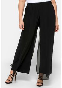 Große Größen Weite Hose im Lagenlook Gr. 56 schwarz von sheego für Damen