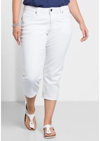 Große Größen Caprijeans mit Used-Effekten Gr. 54 weiß von sheego für Damen