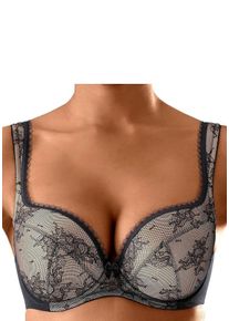 Rosme Große Größen Schalen-BH mit hübscher Jacquardspitze tief ausgeschnitten bis Cup H Gr. 90C schwarz für Damen