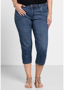 Große Größen Caprijeans mit Used-Effekten Gr. 42 blau von sheego für Damen
