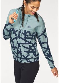 Große Größen adidas Performance Kapuzensweatjacke »ESSENTIALS ALL OVER PRINT FULL ZIP HOODIE« Gr. XL grün für Damen