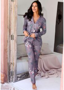 s.Oliver RED LABEL Große Größen Pyjama Gr. 44/46 lila geblümt für Damen