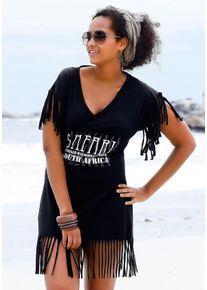 Beach Time Große Größen Longshirt Gr. 48/50 schwarz für Damen