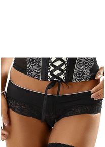 Große Größen Dessous Dessus Slip mit Jacquardspitze Gr. 44/46 schwarz für Damen