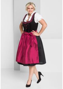 Große Größen Dirndl mit Schürze und Bluse 3tlg. Gr. 54 schwarz von sheego für Damen
