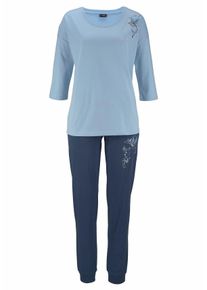 Große Größen Vivance Dreams Pyjama Gr. 56/58 blau für Damen