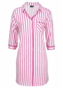 Große Größen Vivance Dreams Nachthemd in klassischer Hemdform mit 3/4-Arm Gr. 44/46 pink für Damen