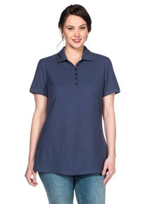 Große Größen Poloshirt mit kurzem Arm, in Piqué-Qualität Gr. 44/46 blau von sheego für Damen