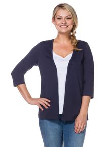 Große Größen Shirtjacke in offener Form mit 3/4-Ärmeln Gr. 44/46 blau von sheego für Damen