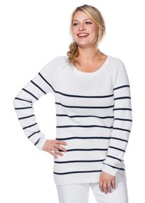 Große Größen Pullover in Ringeloptik Gr. 48/50 weiß von sheego für Damen