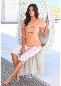 Große Größen Vivance Dreams Capri-Pyjama Gr. 40/42 orange für Damen