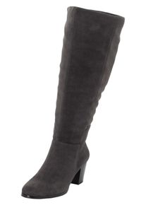 Große Größen Weitschaftstiefel mit Stretch-Einsatz, in 3 Schaftweiten Gr. 44 grau von sheego für Damen