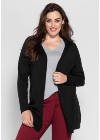 Große Größen BASIC Longcardigan in verschlussloser Form Gr. 48/50 schwarz von sheego für Damen