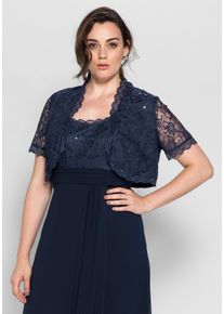 Große Größen Spitzenbolero mit Pailletten Gr. 58 blau von sheego für Damen