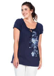 Große Größen T-Shirt mit floralem Frontdruck Gr. 56/58 blau geblümt von sheego für Damen