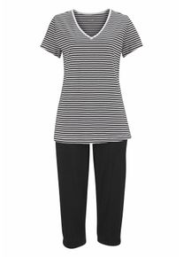 H.I.S EM LBG Große Größen Capri-Pyjama Gr. 44/46 schwarz meliert für Damen