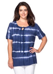 Große Größen Shirt in Batik-Optik mit kurzen Raglanärmeln Gr. 40/42 blau/weiß von sheego für Damen