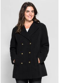 Große Größen Cabanjacke in Wolloptik Gr. 48 schwarz von sheego für Damen