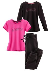 Vivance Dreams Große Größen Pyjama Gr. 40/42 schwarz/pink für Damen