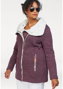 Polarino Große Größen Strickfleecejacke Gr. 46 rot für Damen