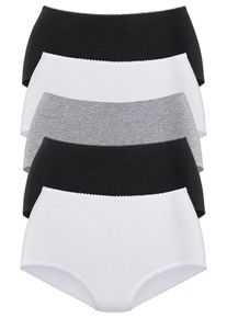 Große Größen Petite Fleur Taillenslips mit extraweichen Einfassungen (5 Stück) Gr. 44/46 schwarz/weiß/grau für Damen