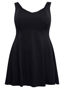 Große Größen Badekleid mit V-Ausschnitt und integrierter Hose. Gr. 44C schwarz von sheego für Damen