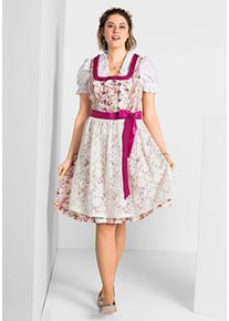 Große Größen Dirndl mit Schürze und Bluse 3tlg. Gr. 58 pink geblümt von sheego für Damen