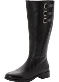 Große Größen Weitschaftstiefel aus Leder mit drei Zierschnallen Gr. 43 schwarz von sheego für Damen