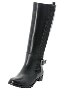 Große Größen Weitschaftstiefel aus Leder Gr. 43 schwarz von sheego für Damen