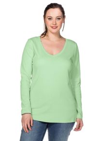Große Größen Langarmshirt mit Rundhalsausschnitt, in Rippqualität Gr. 44/46 grün von sheego für Damen