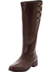 Große Größen Weitschaftstiefel aus Leder mit drei Zierschnallen Gr. 37 braun von sheego für Damen