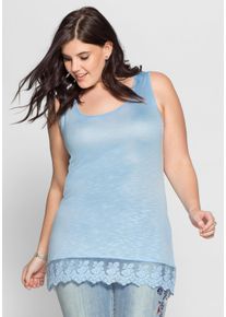 Große Größen Longtop mit Spitze Gr. 48 blau von sheego für Damen