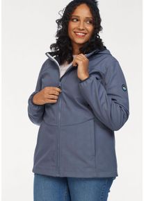 Polarino Große Größen Softshelljacke Gr. 58 blau bedruckt für Damen