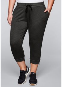 Große Größen Sporthose in 3/4-Länge mit Bündchen, aus Sweat Gr. 56 grau von sheego für Damen